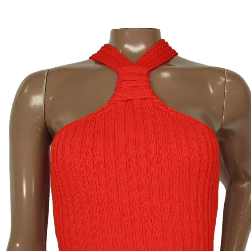 NEW LINE AND DOT Womens Maxi Dress Scarlet Orange Size S Lucky Halter Knit